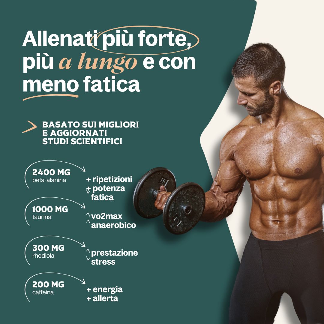 PRE WORKOUT - BETA ALANINA, TAURINA, RHODIOLA, CAFFEINA