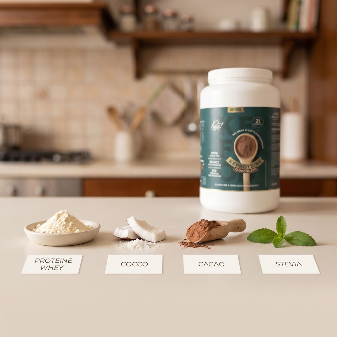 PROTEINE WHEY E MCT IN POLVERE GUSTO CIOCCOLATO: 2 IN 1 PER LA DIETA CHETO