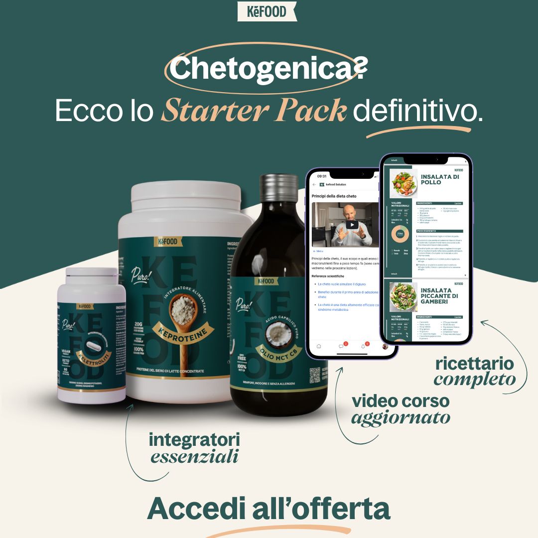 STARTER PACK DIETA CHETO: INTEGRATORI ESSENZIALI, VIDEO CORSO E RICETTARIO