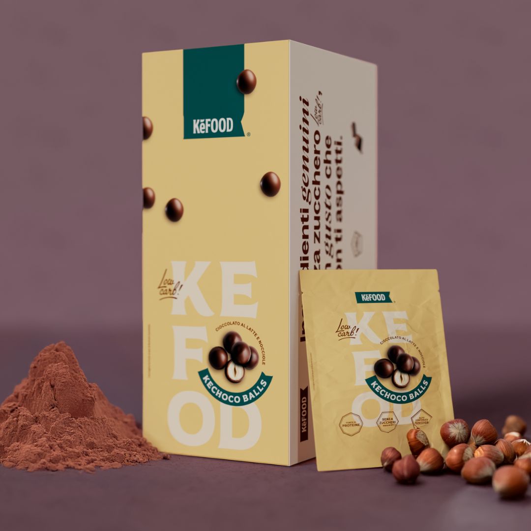 KECHOCO BALLS - PRALINE PROTEICHE DI CIOCCOLATO E NOCCIOLE BOX DA 10 PZ (KETO FRIENDLY)