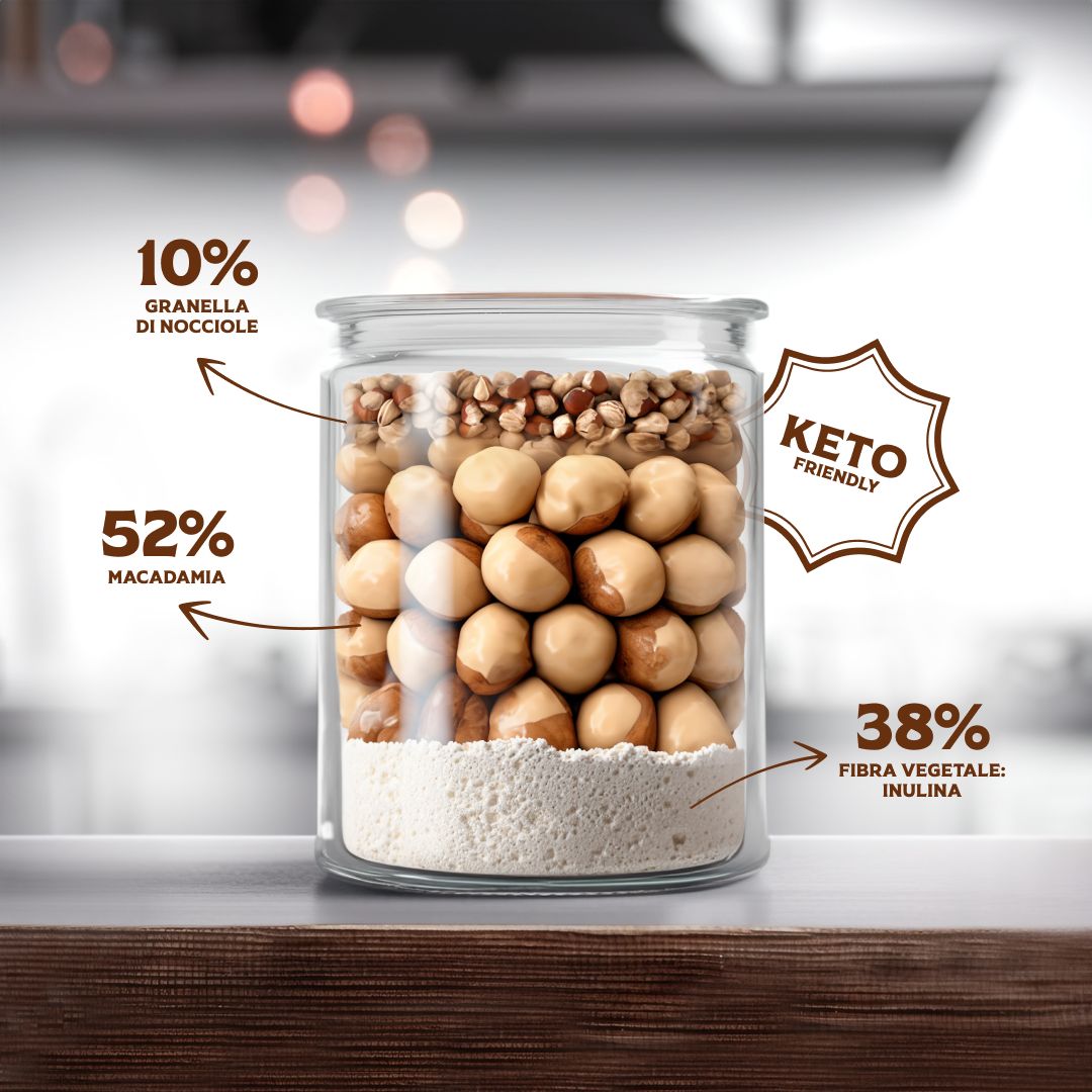 KEMACADAMIA 250G CREMA MACADAMIA E GRANELLA NOCCIOLE SENZA ZUCCHERO