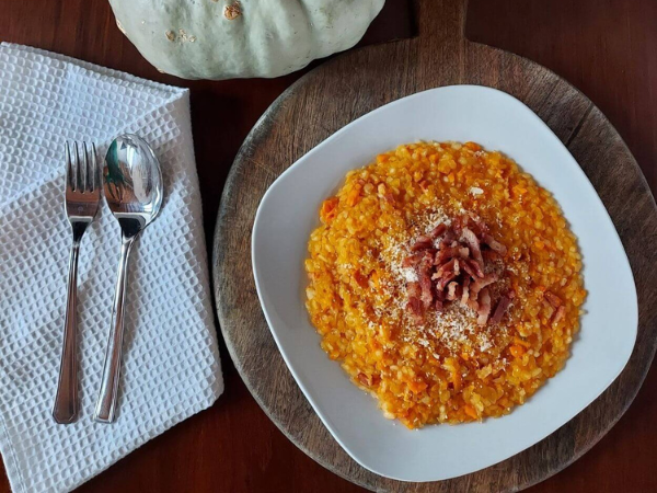 Risotto zucca e pancetta